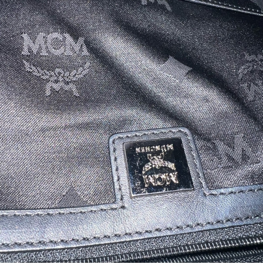 MCM Stark Backpack Black Nylon Logo Print Medium Unisex Designer Travel Bag - Picture 13 of 16